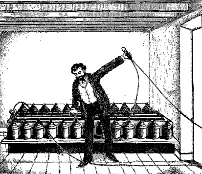Antonio Meucci 's posture during his first experiment for transmission of human voice